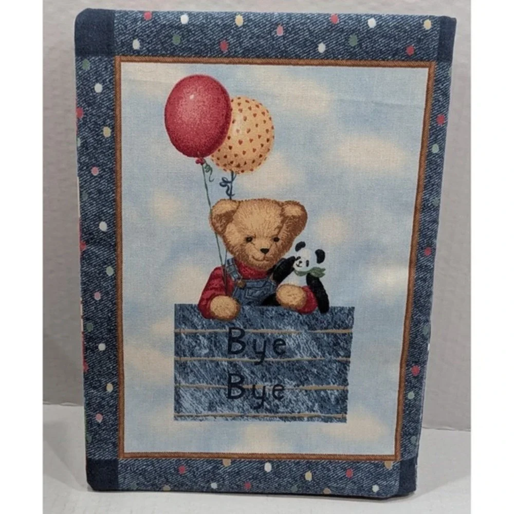 Handmade Teddy Bear Baby Quilt 57x43 Blue Jean Teddy Toys Nursery Blanket